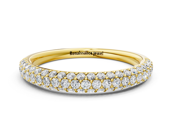 Yellow gold Round Diamond Pave Set White Gold Eternity Band