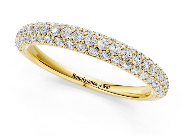 Yellow gold Round Diamond Pave Set White Gold Eternity Band