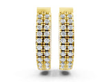 Yellow gold Round Diamond Petite Double Row Huggie Hoop Earrings_10