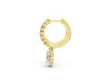 Yellow gold Round Diamond Petite Hoop Earrings with Sunflower Drop_1
