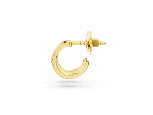 Yellow gold Round Diamond Petite Huggie Hoop Earrings