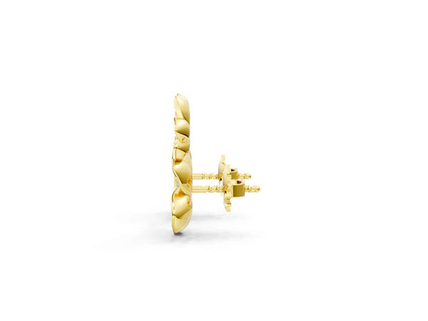 Yellow gold Round Diamond Plumeria Climber Earrings