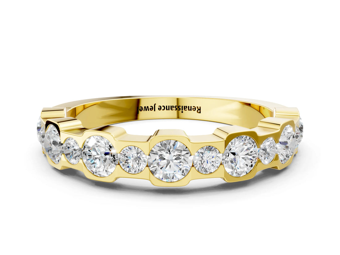 Yellow gold Round Diamond Promise Ring with Round Diamond Accents