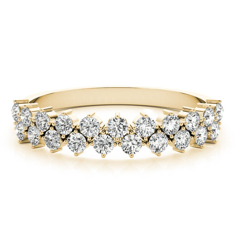 Yellow gold Round Diamond Prong Set Chevron Band 1