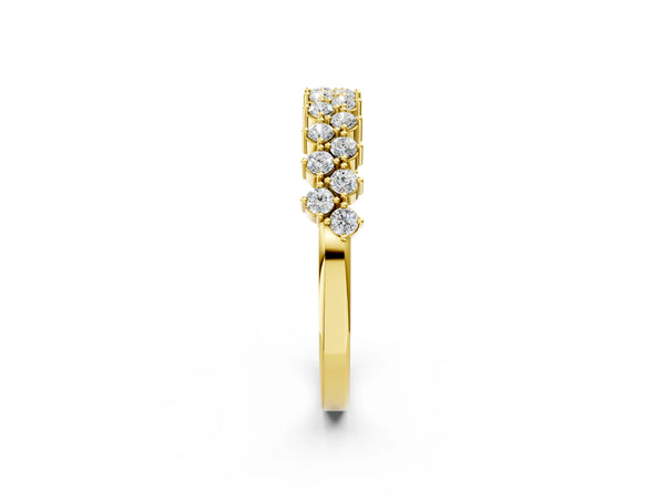 Yellow gold Round Diamond Prong Set Chevron Band