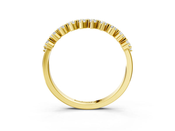 Yellow gold Round Diamond Prong Set Chevron Band