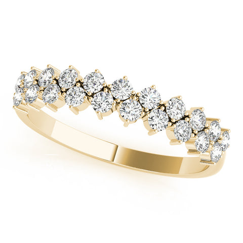 Yellow gold Round Diamond Prong Set Chevron Band