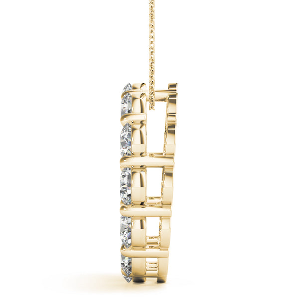 Yellow gold Round Diamond Prong-Set Circle Pendant 2