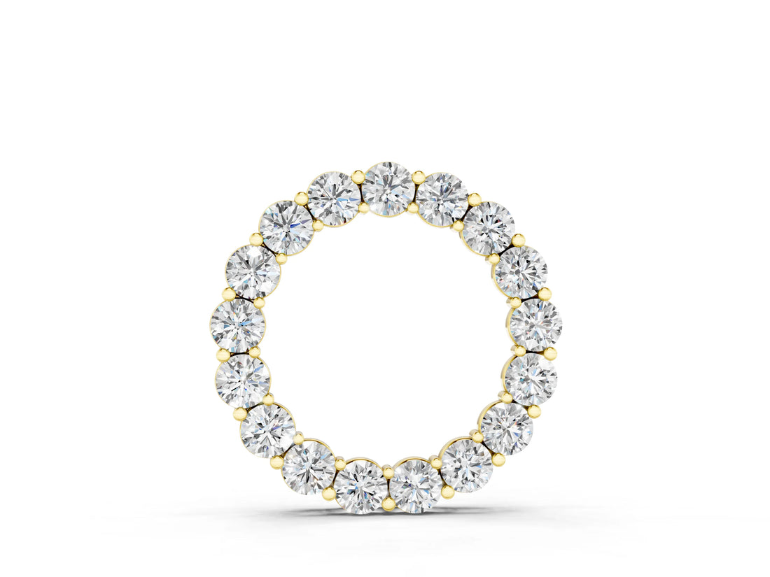 Yellow gold Round Diamond Prong-Set Circle Pendant_14