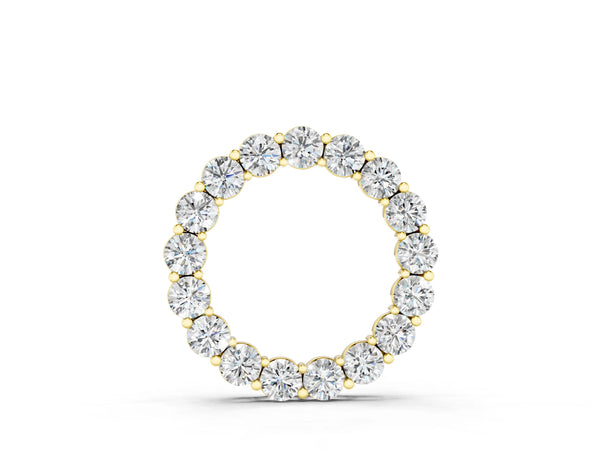 Yellow gold Round Diamond Prong-Set Circle Pendant