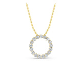 Yellow gold Round Diamond Prong-Set Circle Pendant_15