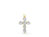 Yellow gold Round Diamond Prong Set Cross Pendant_32