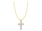 Yellow gold Round Diamond Prong Set Cross Pendant_33