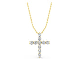 Yellow gold Round Diamond Prong-Set Cross Pendant_58