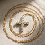 Yellow gold Round Diamond Prong-Set Cross Pendant_64