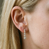 14K Yellow Gold 6.18 Carat E VS Round Diamond Prong Set Drop Earrings