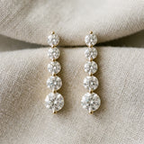14K Yellow Gold 6.18 Carat E VS Round Diamond Prong Set Drop Earrings