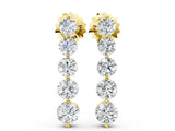 Yellow gold Round Diamond Prong Set Drop Earrings_13