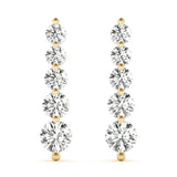 14K Yellow Gold 6.18 Carat E VS Round Diamond Prong Set Drop Earrings