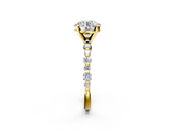 Yellow gold Round Diamond Prong Set Engagement Ring with Pave Band_205