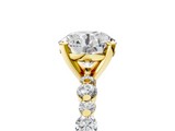 Yellow gold Round Diamond Prong Set Engagement Ring with Pave Band_208