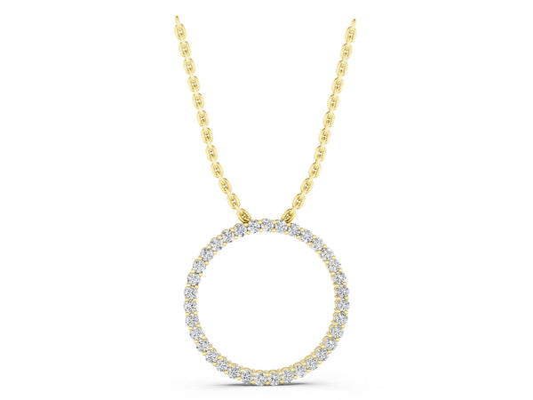 Yellow gold Round Diamond Prong-Set Eternity Pendant