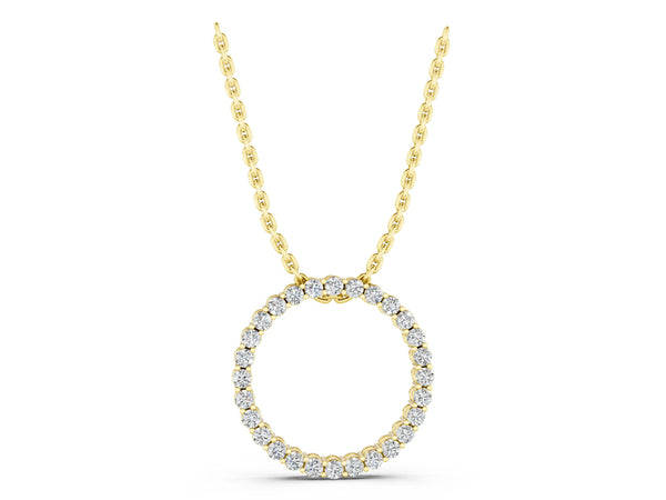 Yellow gold Round Diamond Prong Set Eternity Pendant