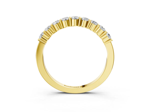 Yellow gold Round Diamond Prong Set Half-Eternity Band