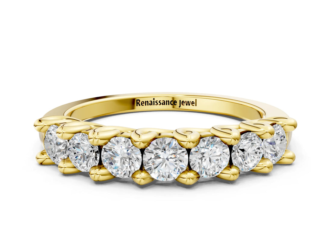 Yellow gold Round Diamond Prong-Set Half Eternity Band_2