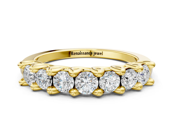 Yellow gold Round Diamond Prong-Set Half Eternity Band
