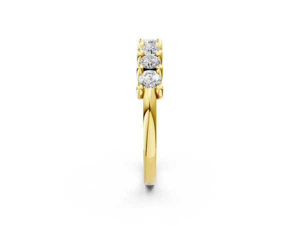 Yellow gold Round Diamond Prong-Set Half Eternity Band