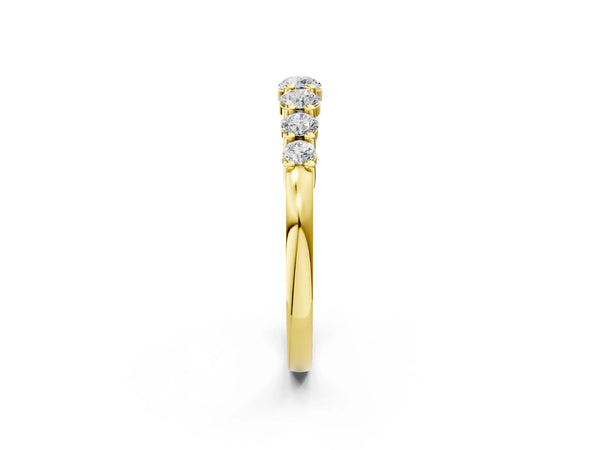 Yellow gold Round Diamond Prong-Set Half-Eternity Band