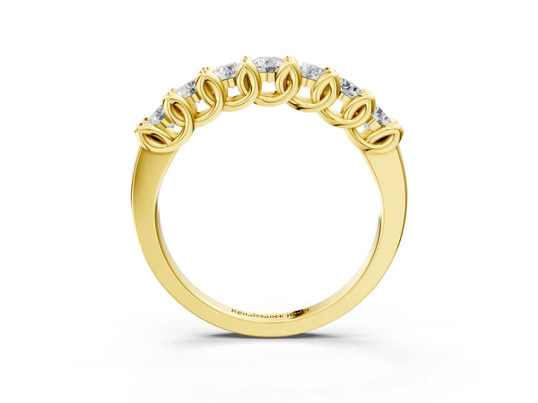 Yellow gold Round Diamond Prong-Set Half Eternity Band