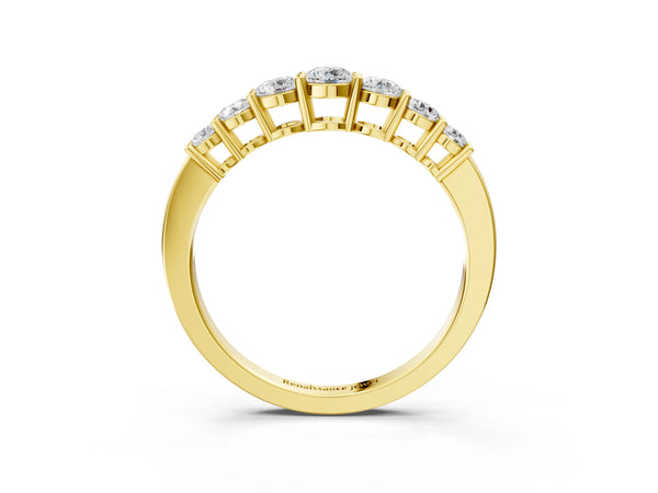 Yellow gold Round Diamond Prong-Set Half-Eternity Band