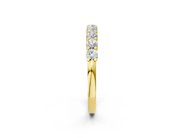 Yellow gold Round Diamond Prong Set Half-Eternity Band