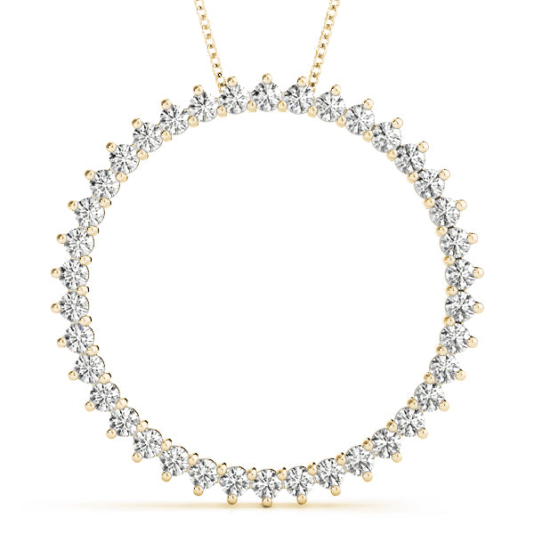 Yellow gold Round Diamond Prong-Set Halo Pendant