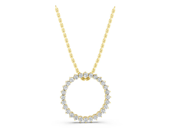 Yellow gold Round Diamond Prong-Set Halo Pendant