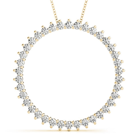 Yellow gold Round Diamond Prong-Set Halo Pendant