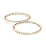Yellow gold Round Diamond Prong Set Hoop Earrings 1