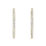 Yellow gold Round Diamond Prong Set Hoop Earrings 3