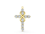 Yellow gold Round Diamond Prong Set Infinity Cross Pendant_36
