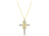 Yellow gold Round Diamond Prong Set Infinity Cross Pendant_37
