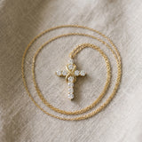 Yellow gold Round Diamond Prong Set Infinity Cross Pendant_43