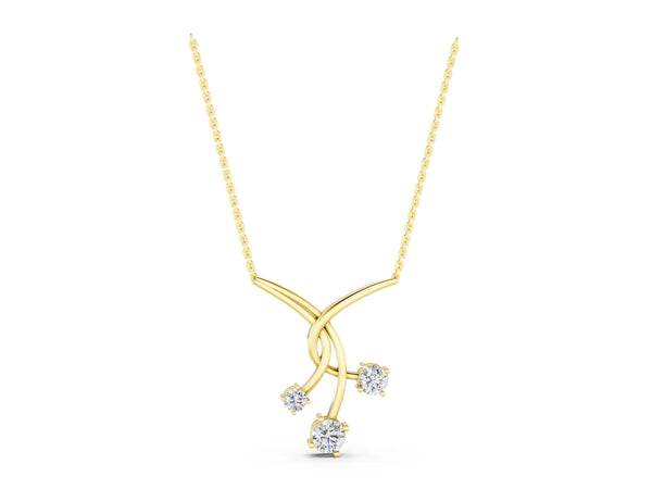 Yellow gold Round Diamond Prong Set Pendant