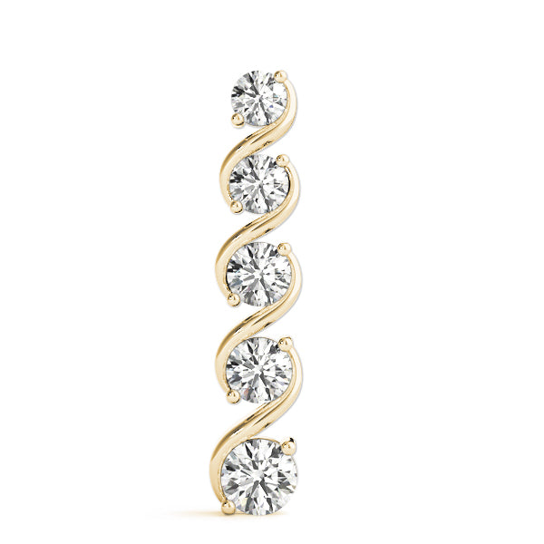 Yellow gold Round Diamond Prong-Set Swirl Pendant 1