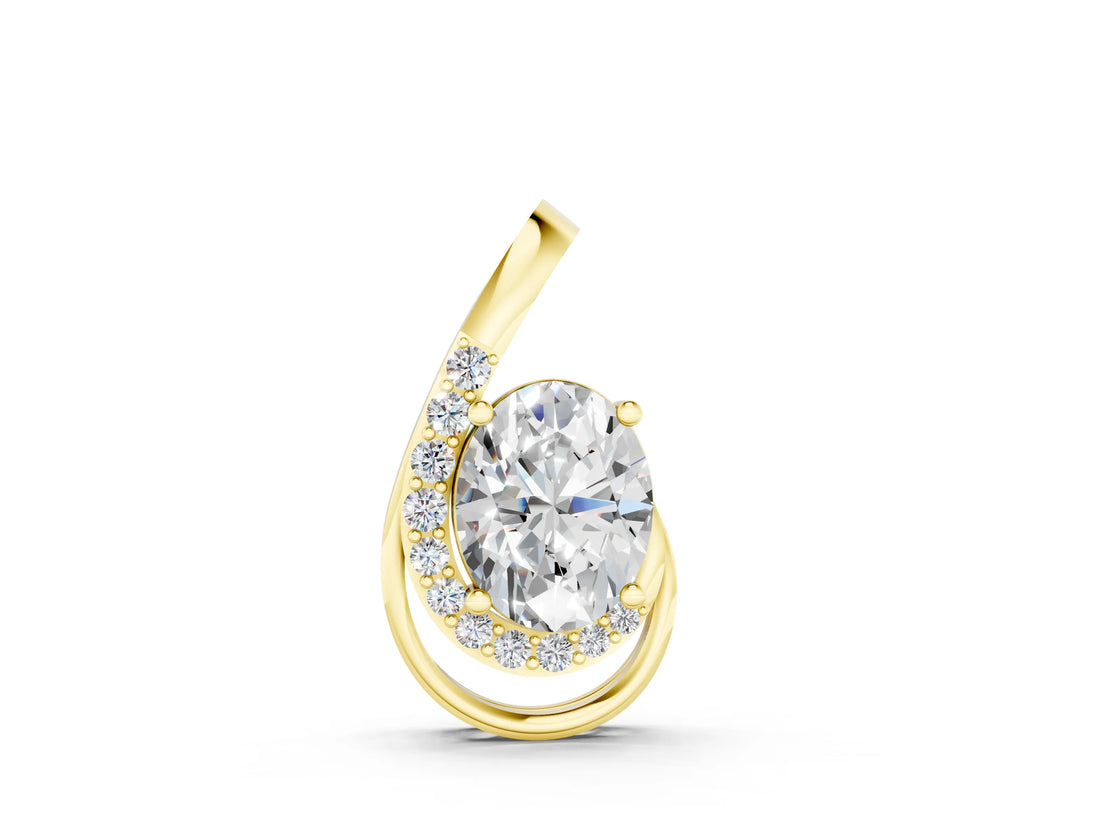 Yellow gold Round Diamond Prong Set Swirl Pendant_3