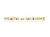 Yellow gold Round Diamond Prong Set Tennis Bracelet with X-Link Band_2