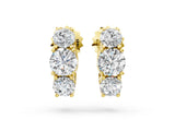 Yellow gold Round Diamond Prong Set Three-Stone White Gold Earrings_44