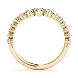Yellow gold Round Diamond Prong Set White Gold Curved Band 2