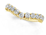 Yellow gold Round Diamond Prong Set White Gold Curved Band_4